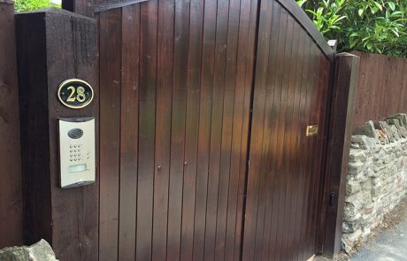 Softwood Timber Bell Top Domestic Security Electric Gates Bristol UK