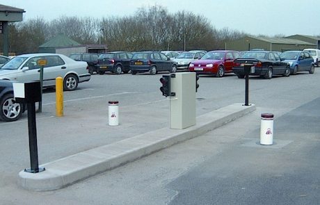 automatic rising bollards in car park