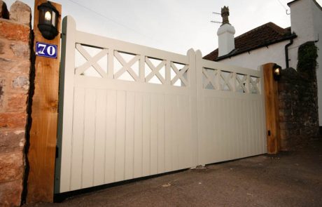 White Hardwood Solid Swing Gate Installers Bristol UK