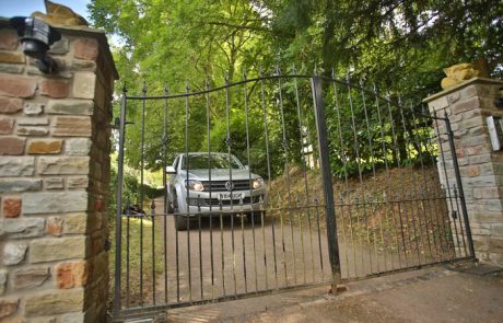 Clifton - Bell Top Electric Wrought Iron Driveway Gates With Intercom Bristol