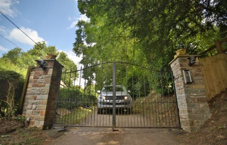 Clifton - Bell Top Electric Wrought Iron Driveway Gates With Intercom Bristol