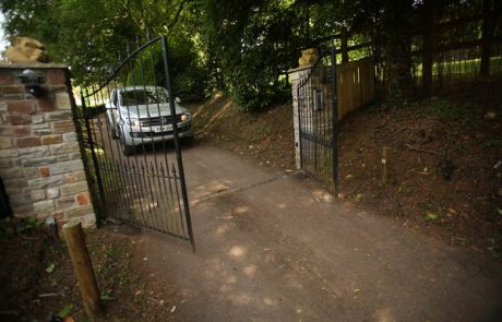 Clifton - Bell Top Electric Wrought Iron Driveway Gates With Intercom Bristol