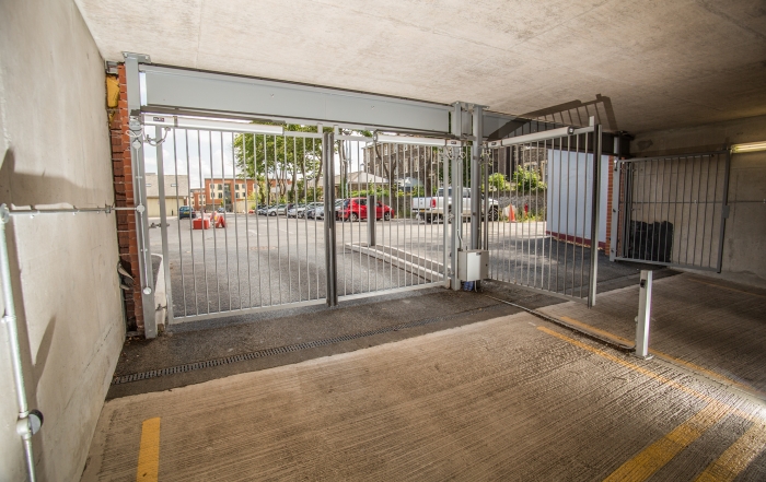 underground car park automated metal security gate