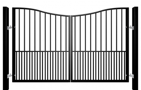 Traditional Bow Top Swinging Metal Gate With Dog Bars