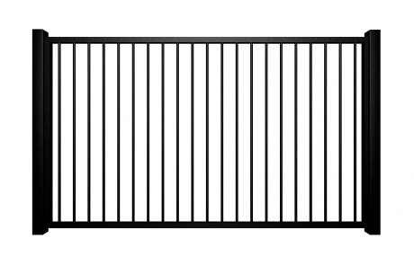 metal traditional style automated driveway gate with flat top