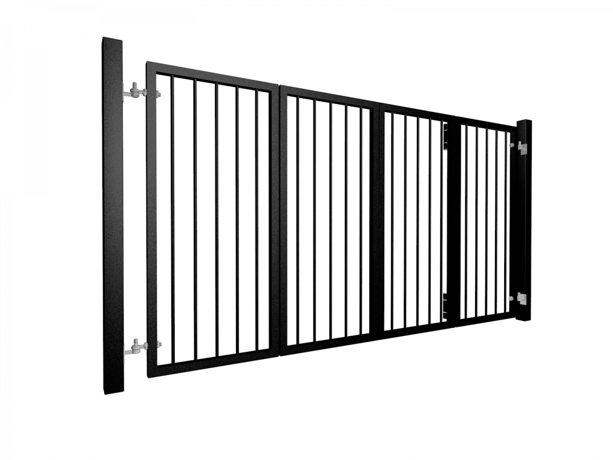 Metal Vertical Round Bar Bi-Fold Gate | ELEX GATE