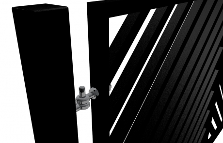 Contemporary, Diagonal Box Section Metal Swinging Gate