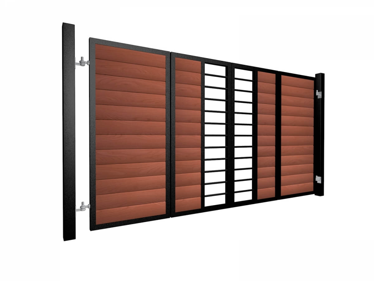 Metal Framed BiFold Gate With Barred Centre Section ELEX GATES