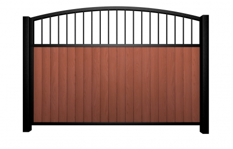 Sliding wood fill metal framed open arch top electric gate bristol