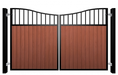 metal framed wood fill bow top automated driveway gate bristol