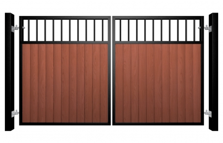 metal framed wood fill flat open top automated gate somerset