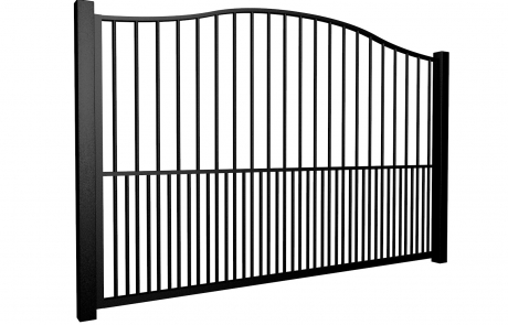 metal traditional style automated gate with bell top dog bars
