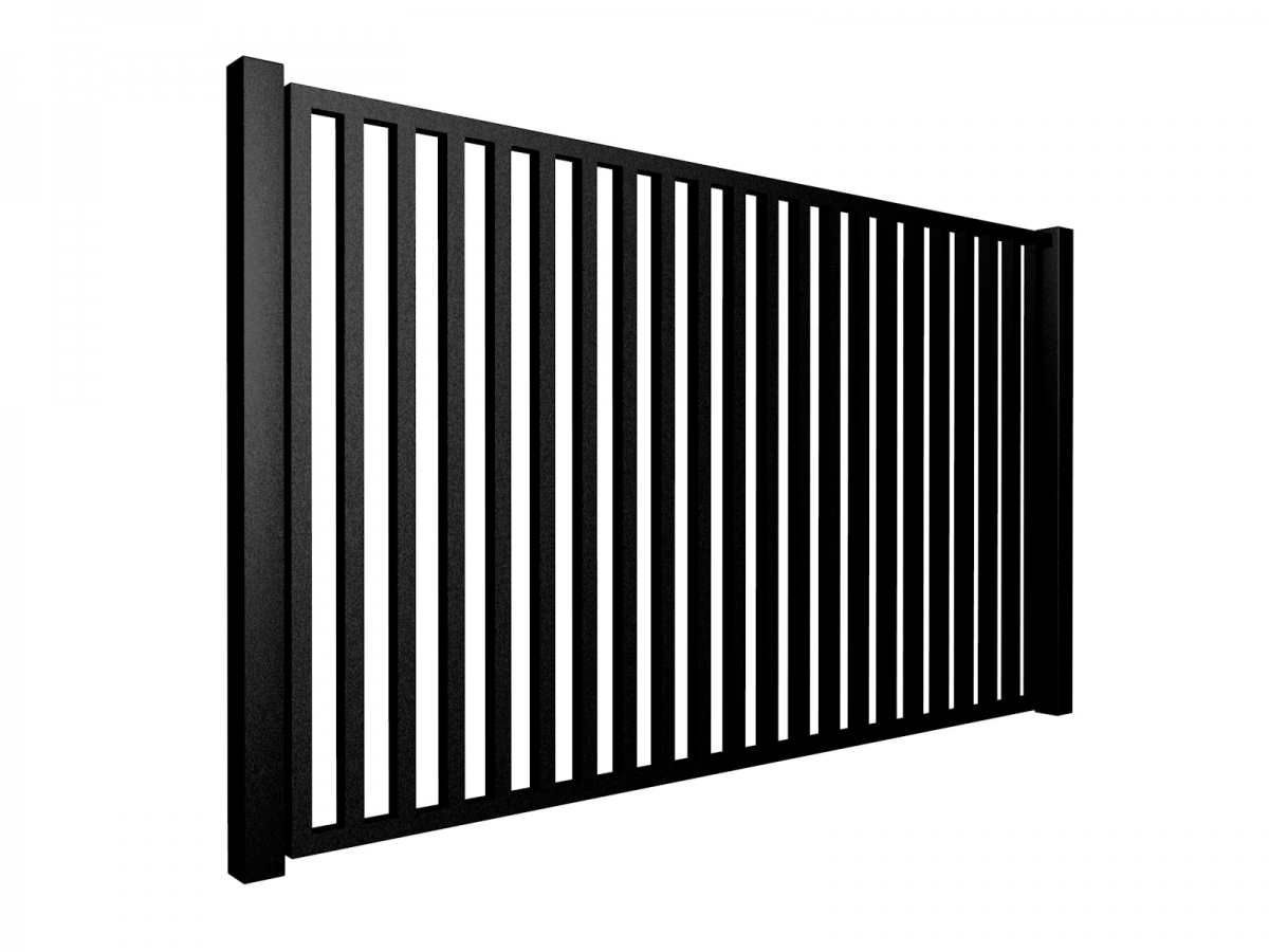 Contemporary Vertical Box Section Metal Sliding Gate ELEX GATES