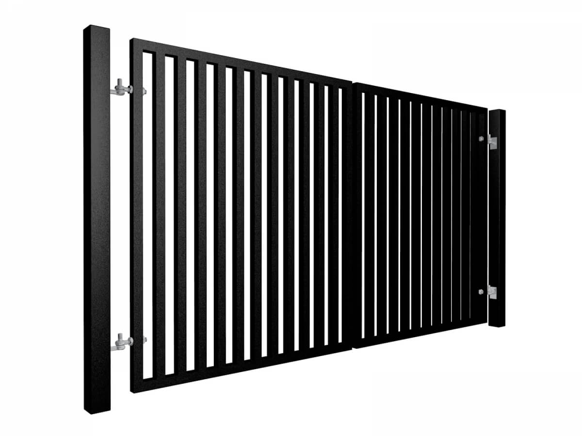 Contemporary Vertical Box Section Metal Swinging Gate ELEX GATES