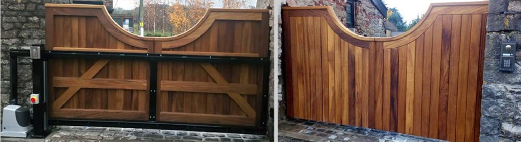 sliding Iroko gates